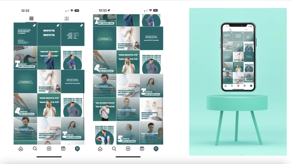 Ho sviluppato un profilo per uno studio di fisioterapia, ideato da zero per il mio portfolio grafico.