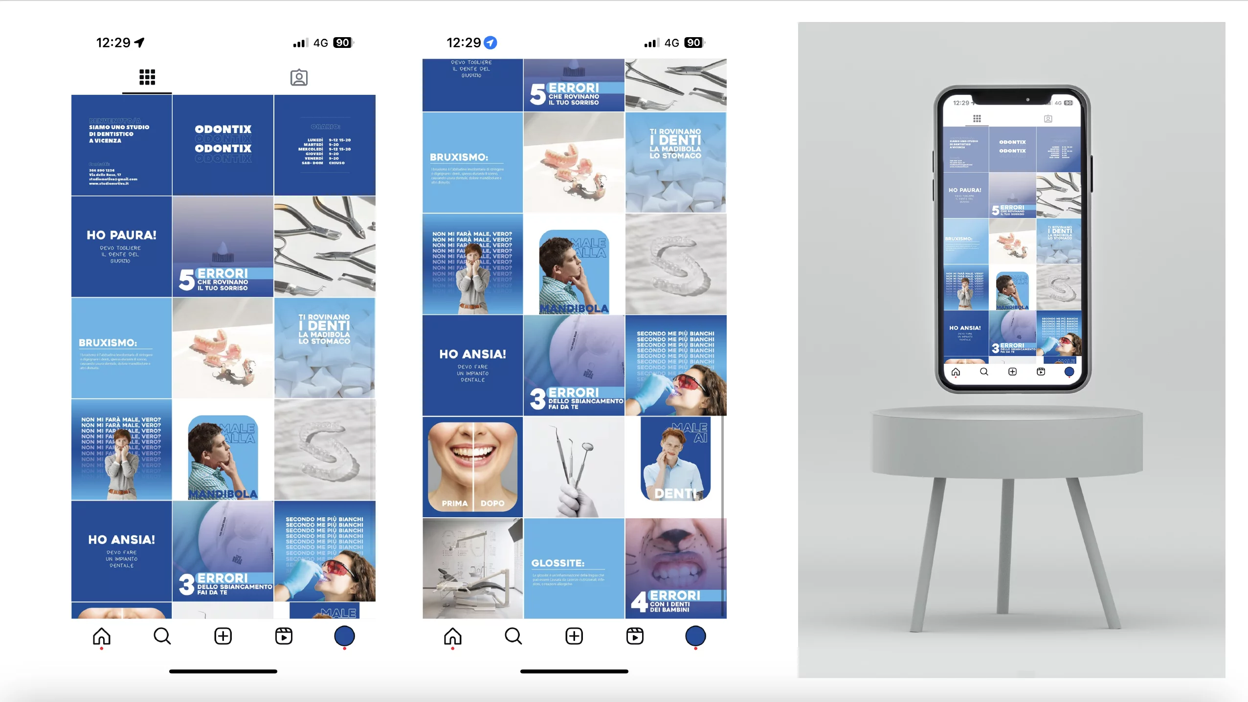 Ho sviluppato un profilo per uno studio dentistico, ideato da zero per il mio portfolio grafico.
